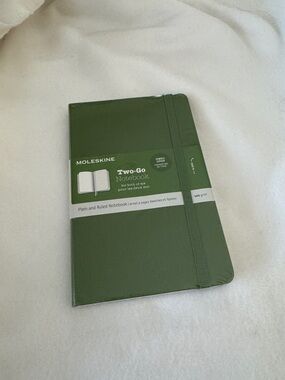 Moleskine Two-Go Notebook in Green with Elastic, Dual Page Layout, 4.5” x 7”